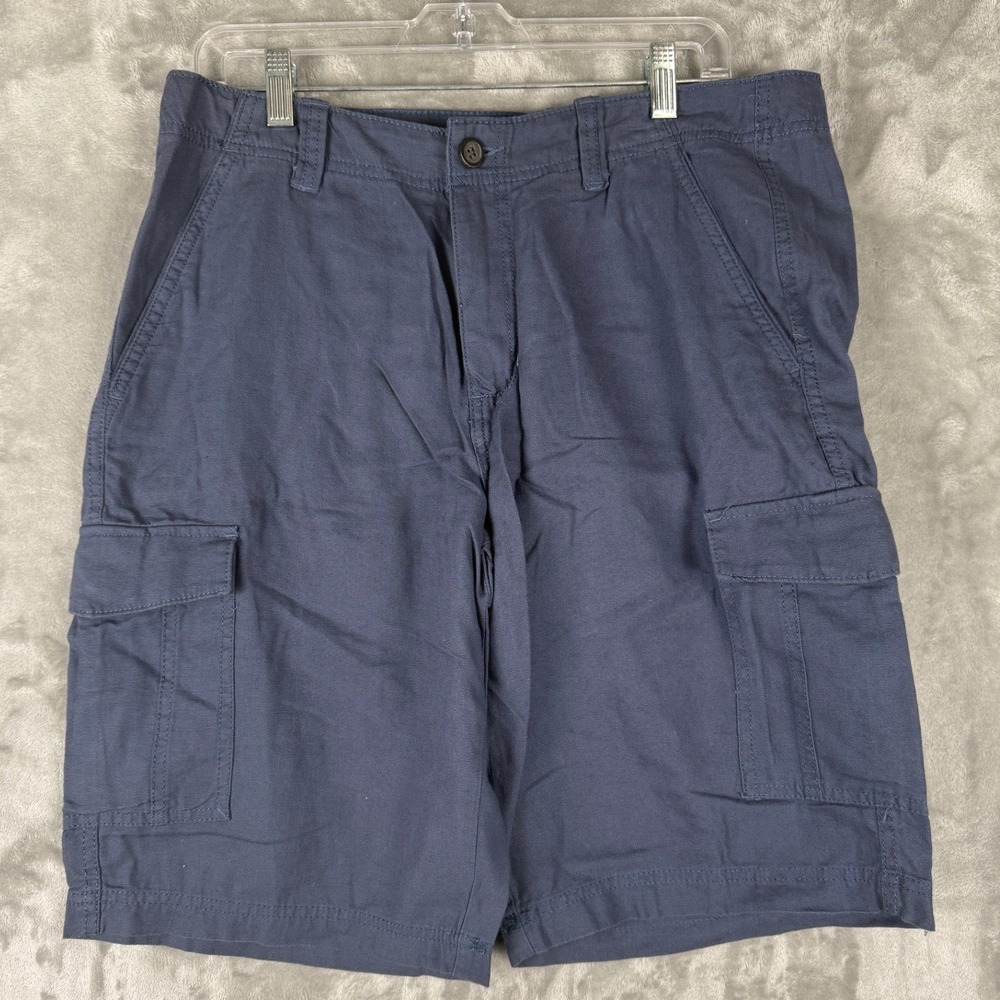 Marc Anthony Mens‎ Navy Blue Cargo Shorts Size 33 Linen Blend Casual Outdoors
